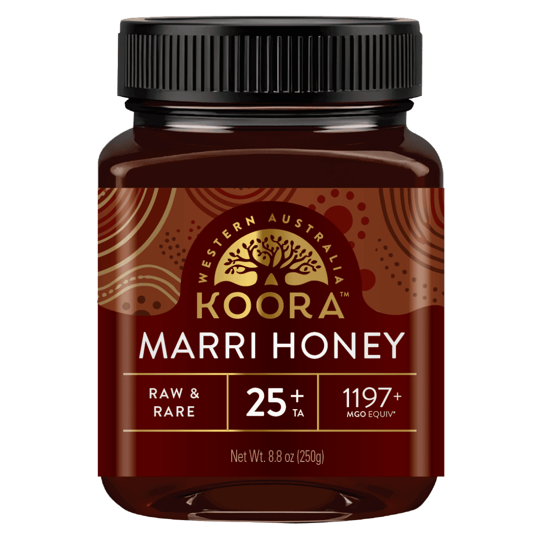 Koora Marri honey TA25+ MGO 1197 equivalent in 8.8 oz jar from Western Australia