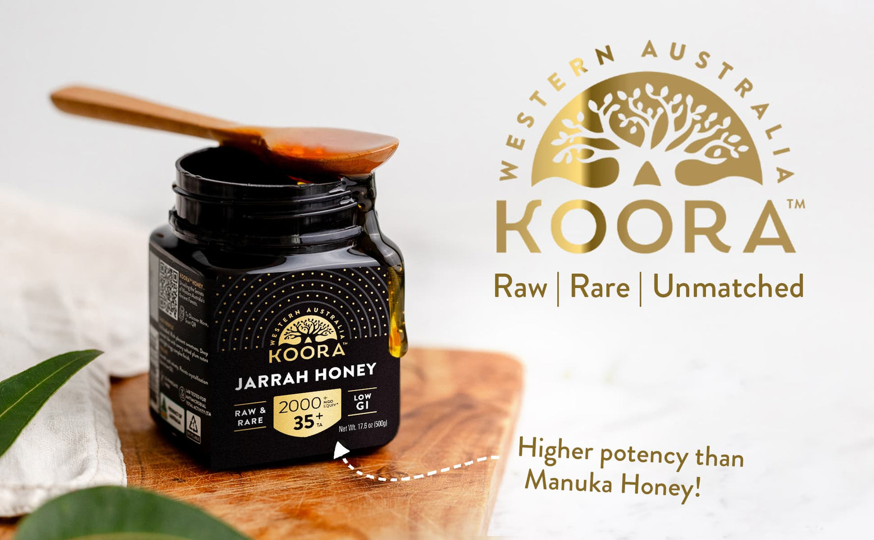 KOORA Jarrah Honey TA 35+ has stronger antimicrobial and antioxidant levels than Manuka honey