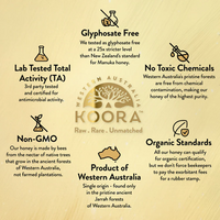 Jarrah Honey TA35+ (Equivalent to Antimicrobial Rating of MGO 2000+ in Manuka Honey)